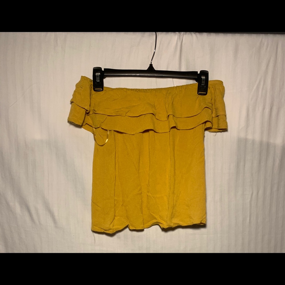 Yellow Off-The-Shoulder Flowy Blouse